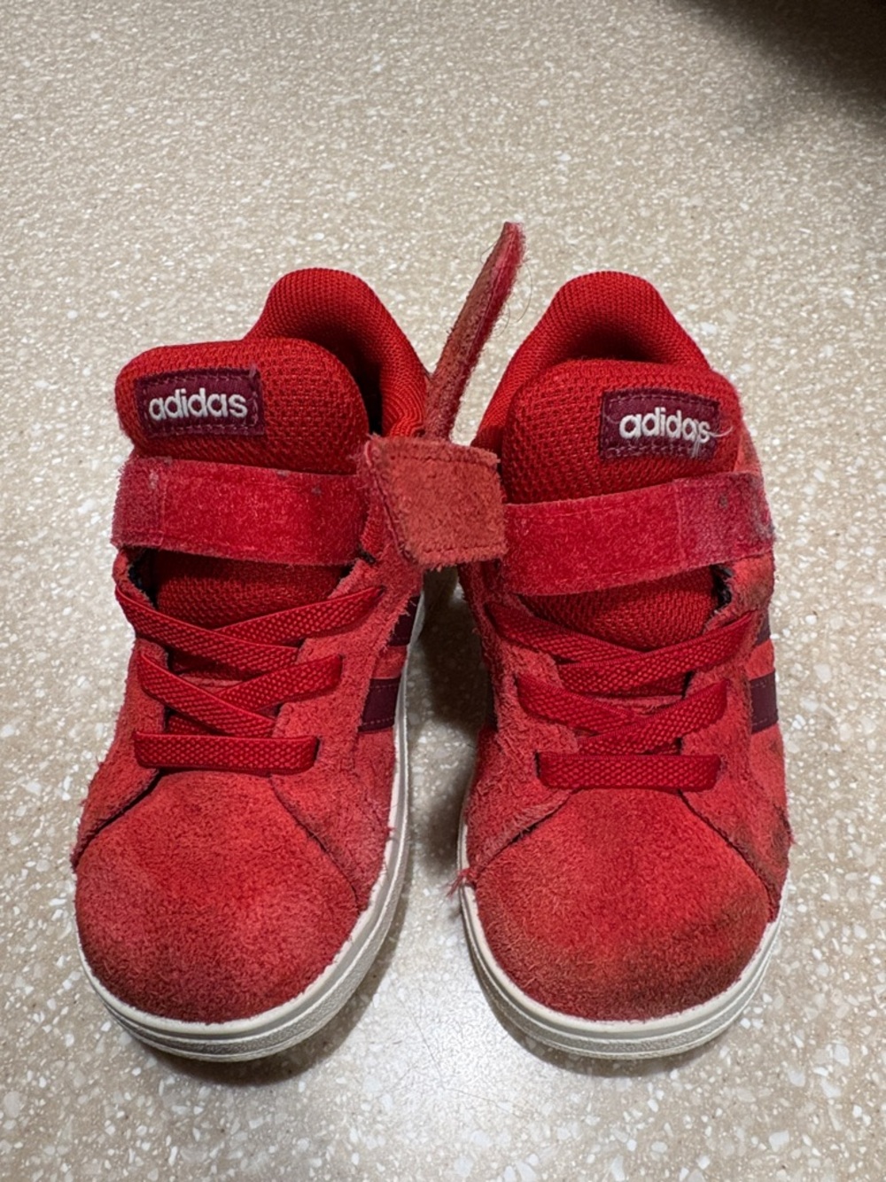 adidas Kids Red Suede Velcro & Lace Sneakers